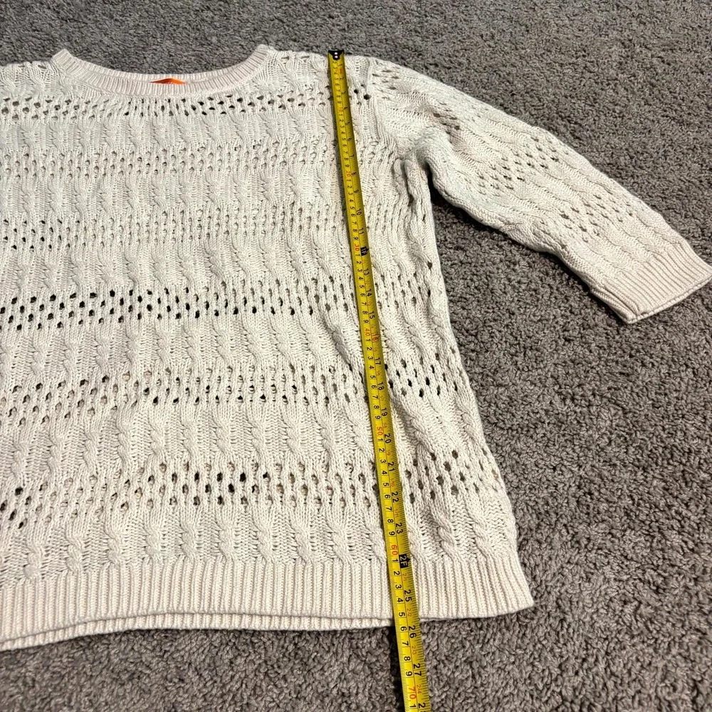 Joe Fresh Womens XL Cream Knit Sweater 100% Cotton Open Knit Lightweight - Picture 5 of 8